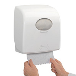 SCOTT® ESSENTIAL Hand Towels - Roll White or Blue & Aquarius towel dispenser