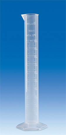 VITLAB® Graduated cylinders PP, Class B tall shape, with a raised scale